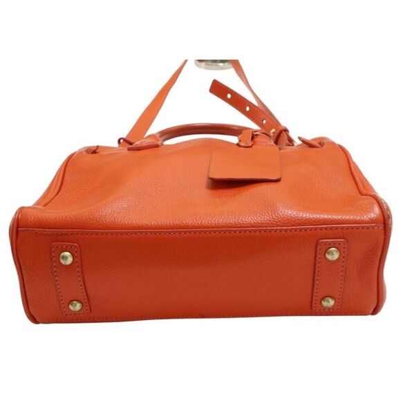 Samantha Thavasa Deluxe Two Way Bag Bright Orange Leather Statement Purse - Picture 2 of 11